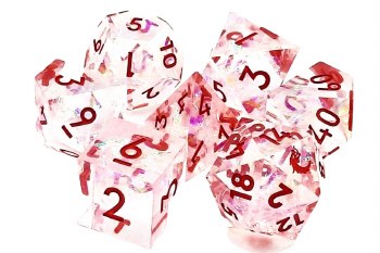 7-set Sharp Edged - Red Ice Dice Set