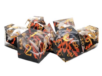 7-set Sharp Edged - Lava Flow Red Dice Set