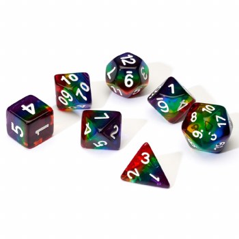 7-set Rainbow Semi-Transparent resin with White Numbers