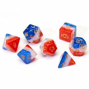 7-set Red, White, Blue Layered Semi-Transparent resin with Gold Numbers