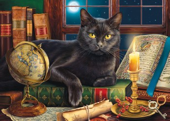 Black Cat by Candlelight 500+pc Puzzle