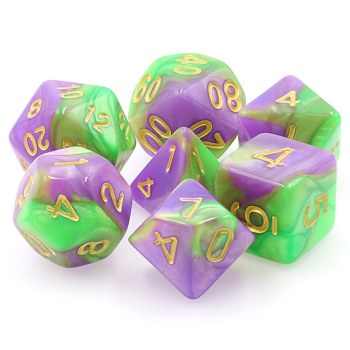 7-set Hidden Vale Purple &amp; Green Fusion with Gold Numbers