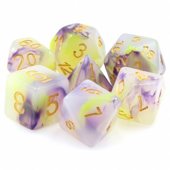 7-set Lurking Violets Purple &amp; White Jade with Gold Numbers