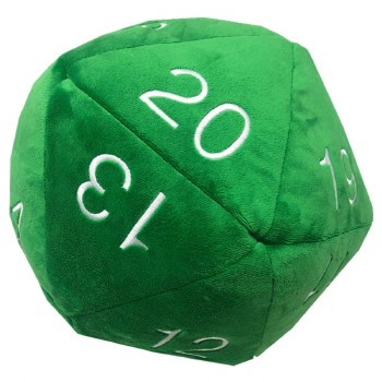 Jumbo D20 Novelty Dice Plush - Green with White Numbers