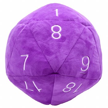 Jumbo D20 Novelty Dice Plush - Purple with White Numbers