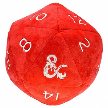 Jumbo D20 Novelty Dice Plush - Red D&amp;D with White Numbers