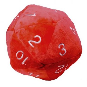 Jumbo D20 Novelty Dice Plush - Red with White Numbers