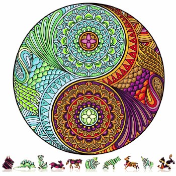 Round: Yin Yang 500pc Wooden Puzzle