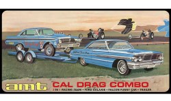 1/25 Cal Drag Combo (64 Ford Galaxie, 65 Falcon Funny Car with Trailer) Plastic Model Kit