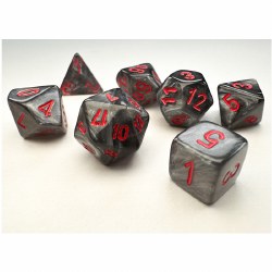 7-Set Mini Velvet Black Dice with Red Numbers