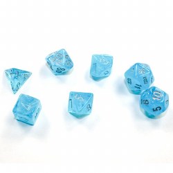 7-Set Mini Luminary Sky Dice with Silver Numbers