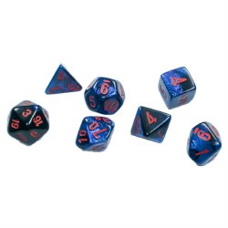 7-Set Mini Gemini Black-Starlight Dice with Red Numbers