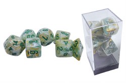 7-Set Mega Hedrals Dice Marble Green with Dark Green Numbers