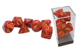 7-Set Mega Hedrals Dice Scarab Scarlet with Gold Numbers