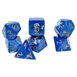7-set Brush Waterbreak with Gold Numbers Dice
