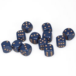 d6 Cube 16mm Opaque Dusty Blue Dice with Gold Numbers (12)