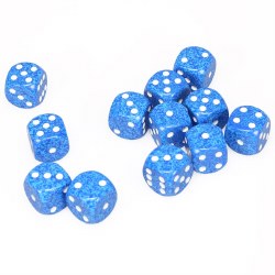 d6 Cube 16mm Speckled Water Dice with White Numbers (12)