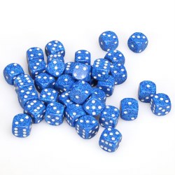 d6 Cube 12mm Speckled Water Dice with White Numbers (36)