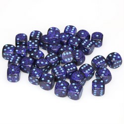 d6 Cube 12mm Speckled Cobalt Dice with Light Blue Numbers (36)