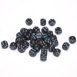d6 Cube 12mm Speckled Blue Stars Dice with Light Blue Numbers (36)