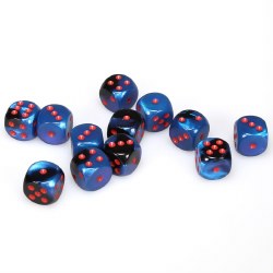 d6 Cube 16mm Gemini Black Starlight with Red Dice (12)
