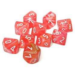 10-set d10 Clamshell Festive Luminary Dahila with White Numbers