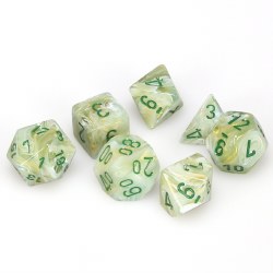 7-set Cube Marble Green with Dark Green Numbers Dice Set