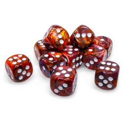 d6 Cube 16mm Festive Symphony Dice with White Pips (12)