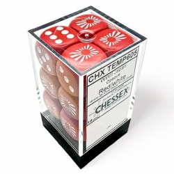 d6 Cube 16mm Opaque WW2 Japan Red with White Dice (12)