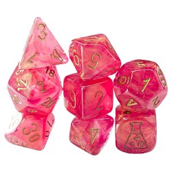 7-set Tube Shimmer Ignis Dice with Gold Numbers