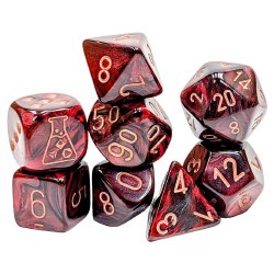7-set Tube Lustrous Gothic Dice with Copper Numbers