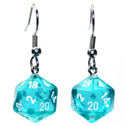 Ear Rings Translucent Teal Mini D20