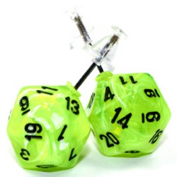 Ear Rings Stud: Bright Green Mini D20