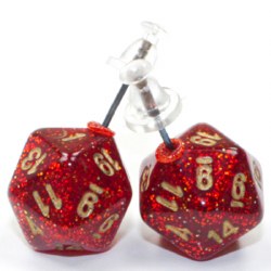 Ear Rings Stud: Glitter Ruby Mini D20