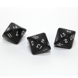 d16 Single Black Die with White Numbers