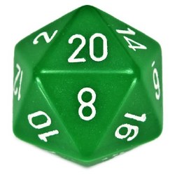 d20 Single 34 mm Opague Green Die with White Numbers