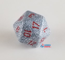 d20 Single 34 mm Speckled Air Die with Red Numbers