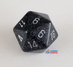 d20 Single 34 mm Speckled Ninja Die with Silver Numbers