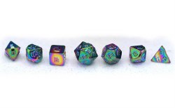 7-set Mini: 10 mm: Solid Metal - Rainbow Dice