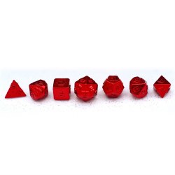 7-set Mini: 10 mm: Solid Metal - Red Dice