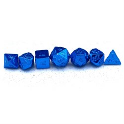 7-set Mini: 10 mm: Solid Metal - Blue Dice