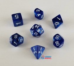 7-set Tube Pearlized Navy Dice with White numbers