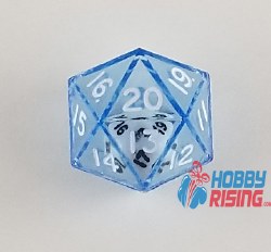 Transparent D20 Blue Double Die