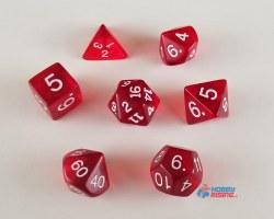 7-set Tube Transparent Red Dice with White numbers