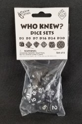 Who Knew? Dice Set - Black with White numbers