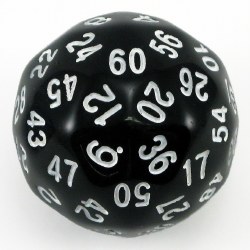 d60 35 mm Single Black Die with White Numbers