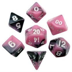 7-set Mini: 10mm: Acrylic Pink/Black with White