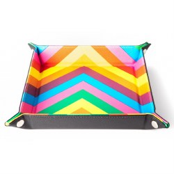 Folding Square Dice Tray w/ Rainbow Leather