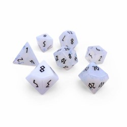 7-set Gemstone - Opalite w/Black Dice Set