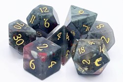 7-set Gemstone: Bloodstone Dice Set